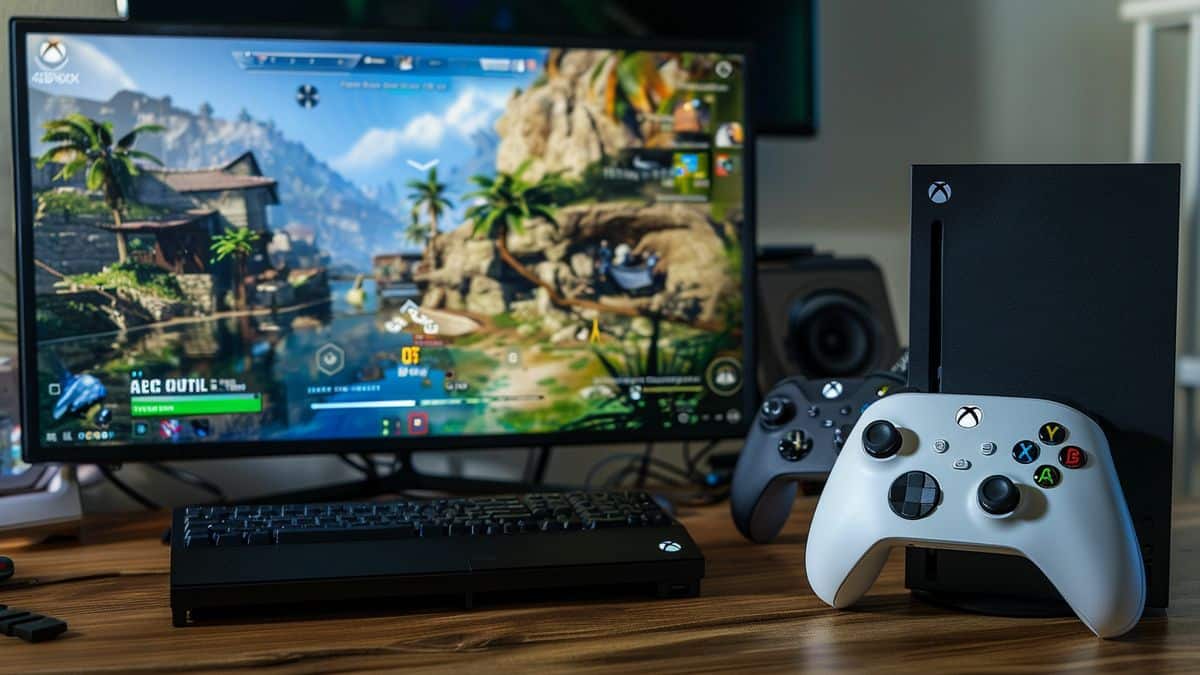 A comparison shot of Xbox exclusive games being played on different platforms.