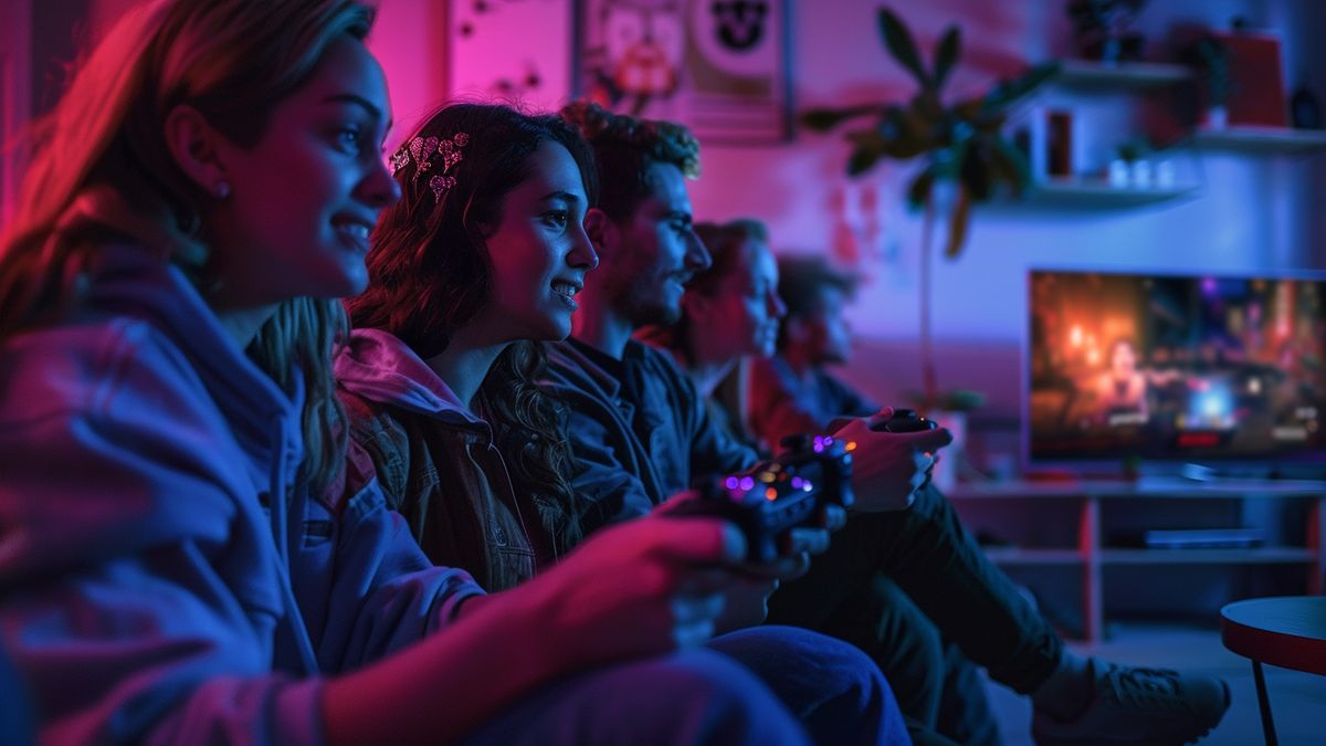 Group of friends enjoying a gaming session together on the Xbox Series X.