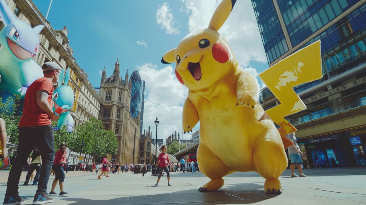 Pokémon GO club members competing in a friendly battle in London.