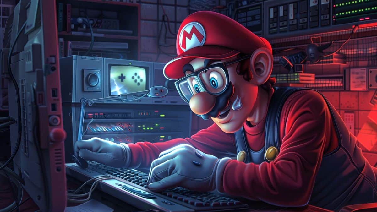 Hacker obtaining encryption keys for Nintendo hardware from a computer.