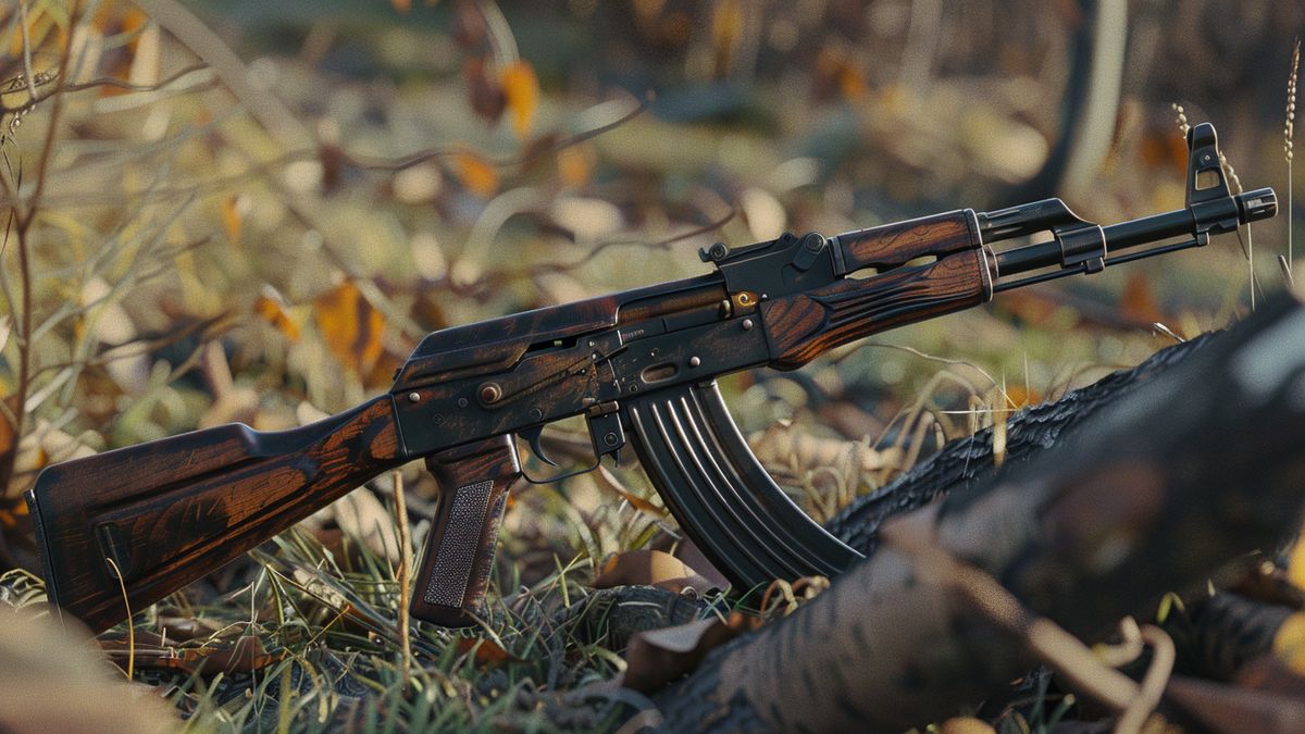 Authenticlooking Kalachnikov AKreplica adding realism to airsoft gameplay.