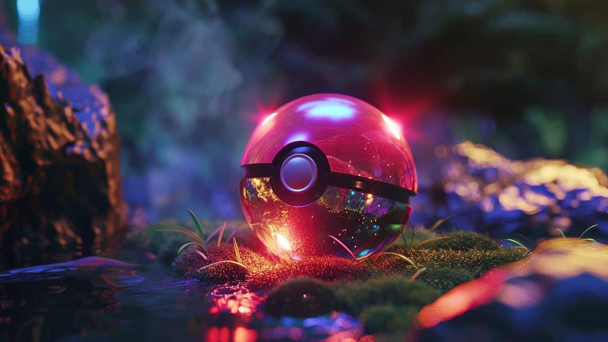 Shiny Master Ball glowing, ready to capture any Pokémon without fail.