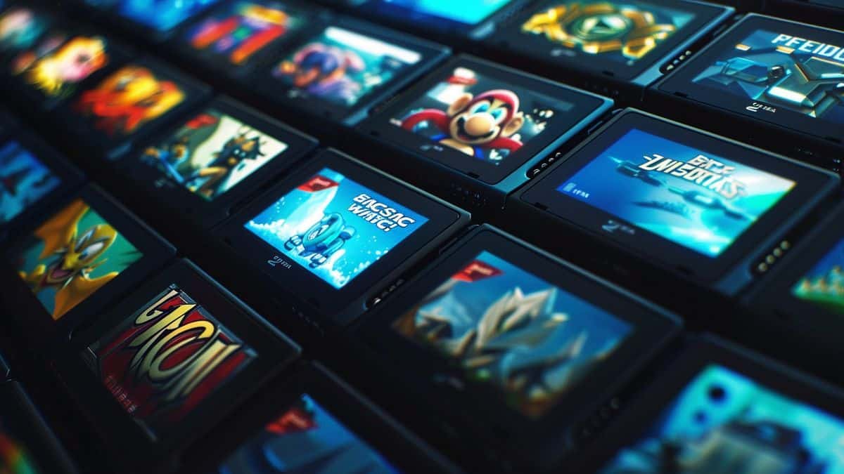 Closeup of a Nintendo Switch screen displaying Sega and Atlus games.