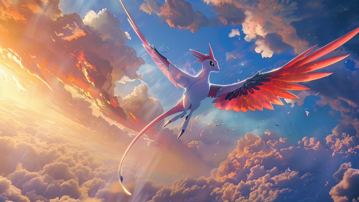 Pokémon megaevoluti di tipo Volante che volano nel cielo durante l'evento.