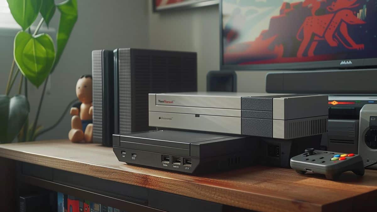 Retrocompatibility showcased with classic games running smoothly on the console.