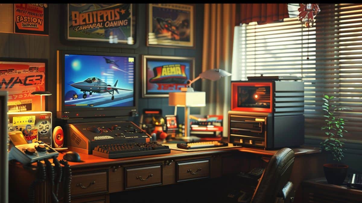Retro gaming setup with classic titles like Ace Combat and Ridge Racer.