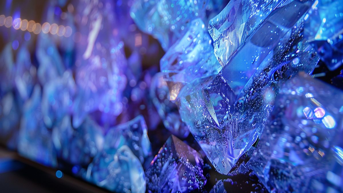 Primo piano della qualità dell'immagine cristallina su un grande schermo TV.