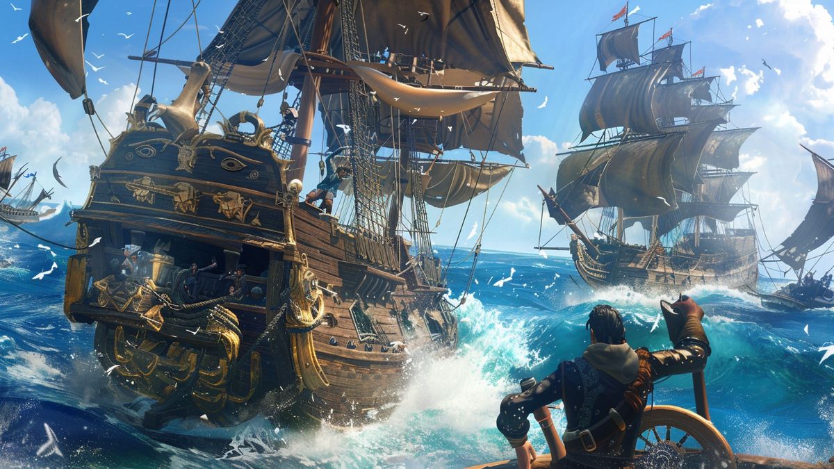 Online players working together to complete missions in Sea of Thieves