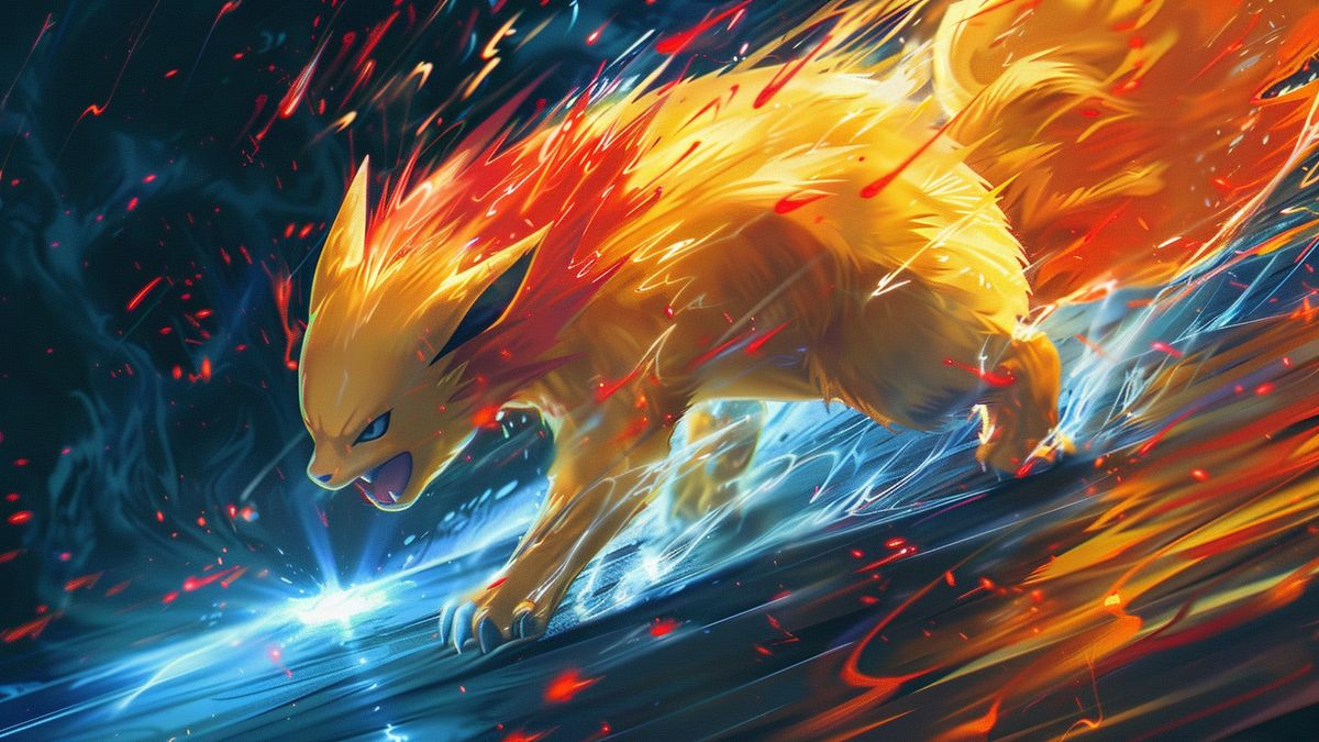 Energetic Typhlosion utilizing the Shadow Claw attack for quick strikes