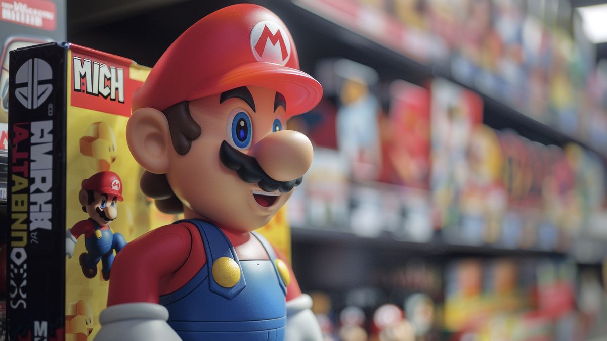 Primer plano de la caja del juego Super Mario Maker en la tienda Walmart