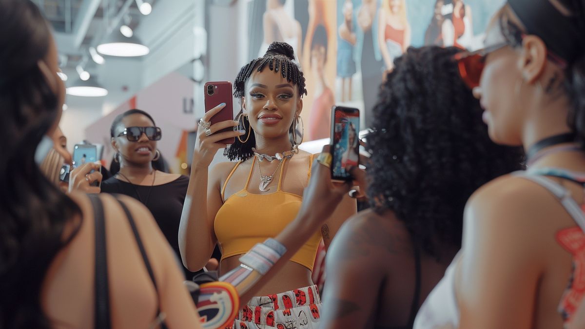 Influencers posing for photos and signing autographs at the Community Hub.