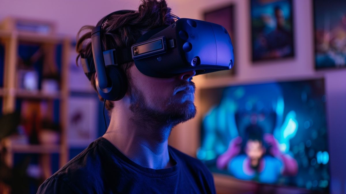 Gamer exploring the vast selection of VR games on Steam with ease.