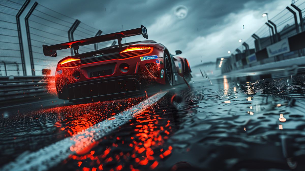 Detailed car models and realistic weather effects in Assetto Corsa Competizione.