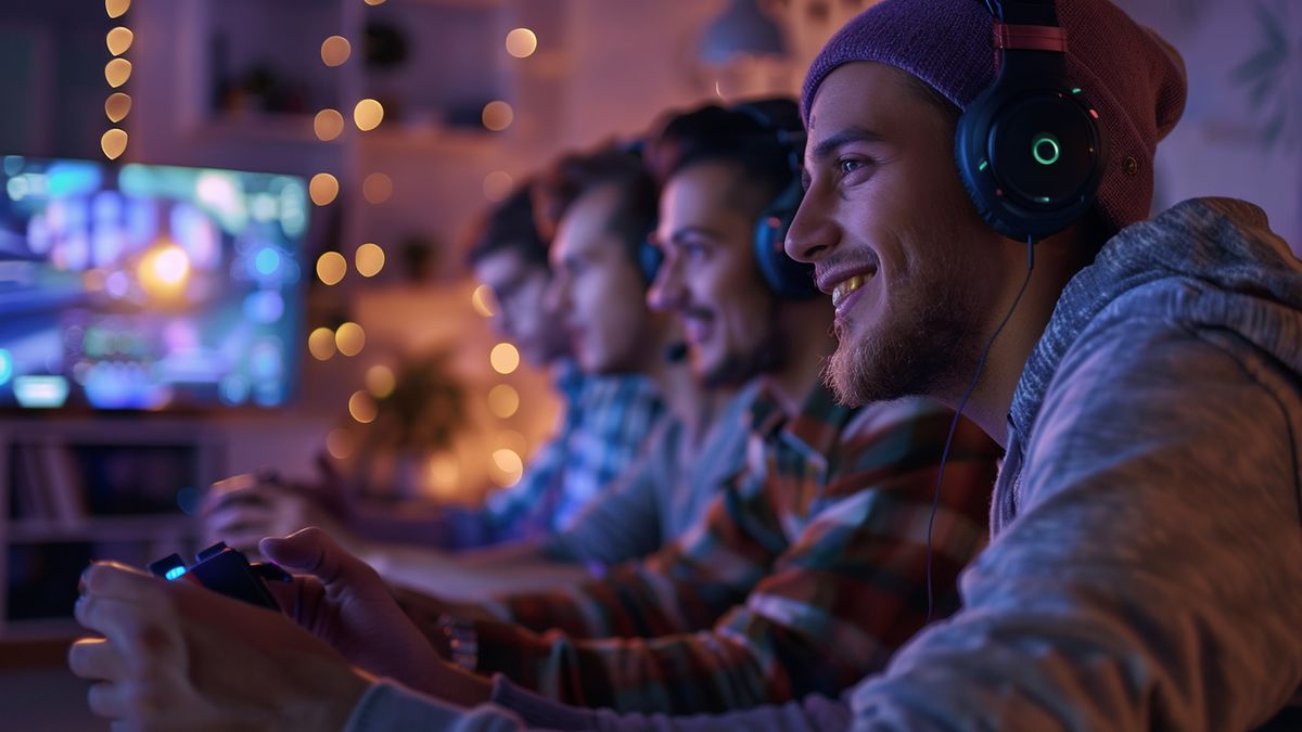 A group of friends enjoying multiplayer games on their PCs