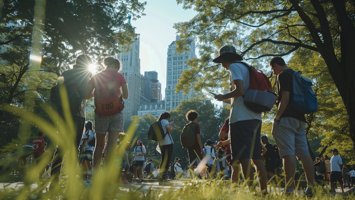 Group of Pokémon GO players meeting in Central Park, New York