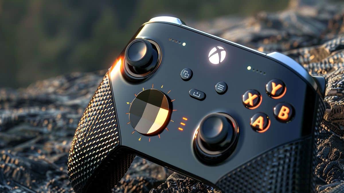 Detail shot of the unique features and specifications of the portable Xbox.