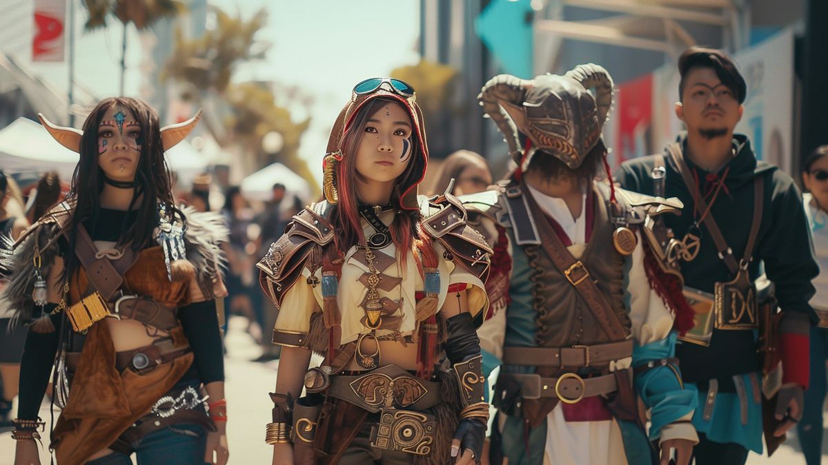 Cosplayers dressed as characters from Fable at the event in Los Angeles