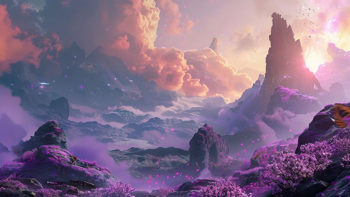 El mundo futurista y mágico de Forspoken, con colores vibrantes y paisajes impresionantes.