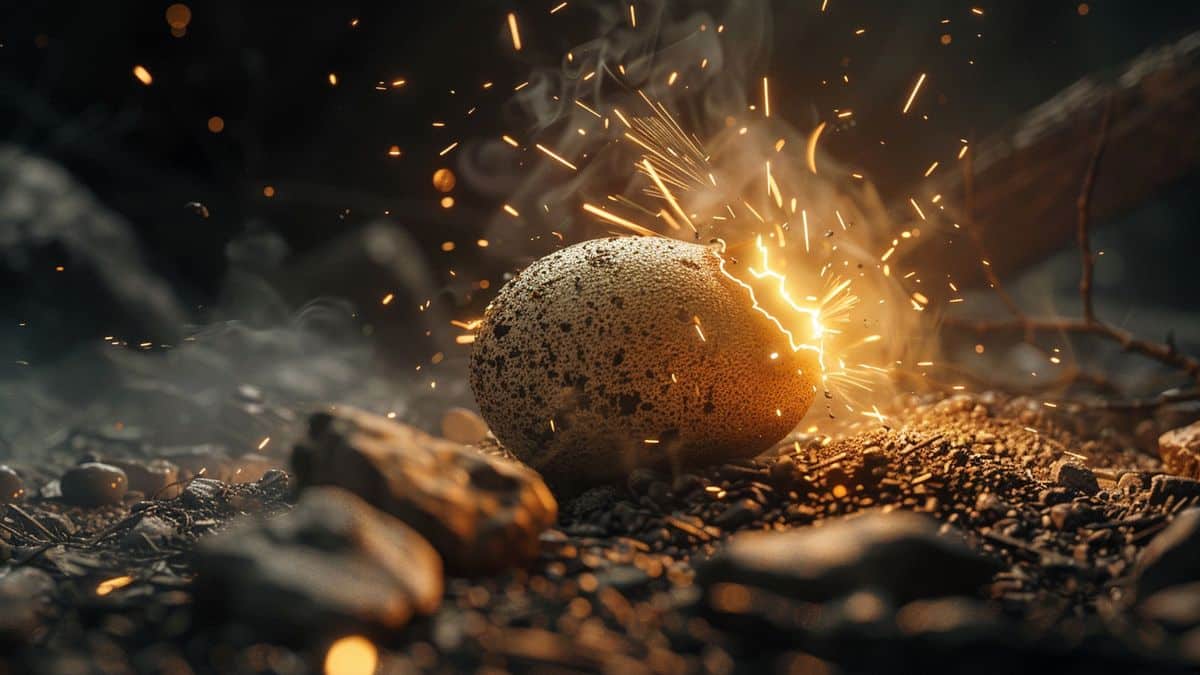 Magby hatching from a m egg with sparks flying