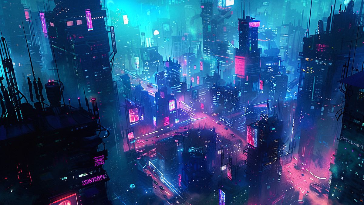 Concept art of futuristic cityscape for Panache Digital Games' new project