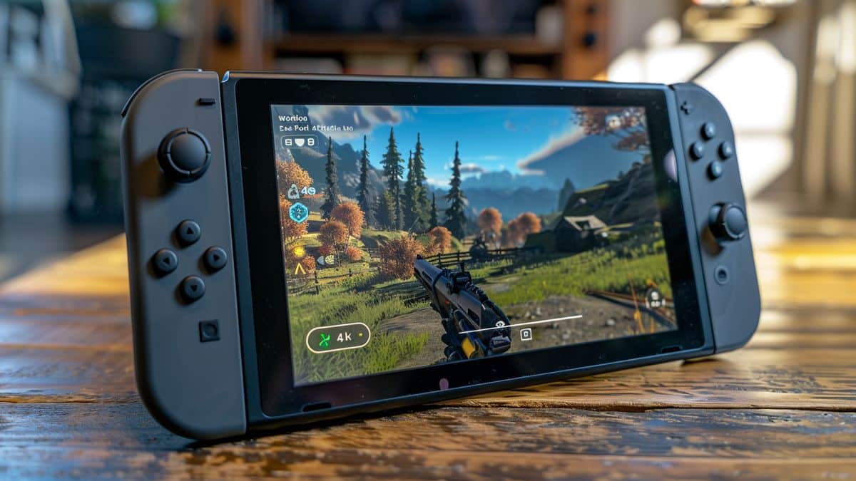 Switch OLED の強化された安定性と接続機能の詳細ショット。