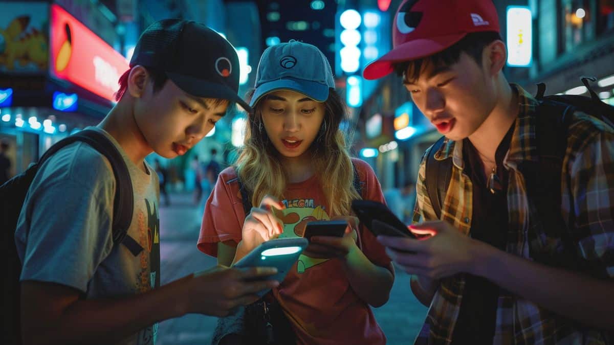 Group of friends comparing their double XP gains on Pokémon Go app.