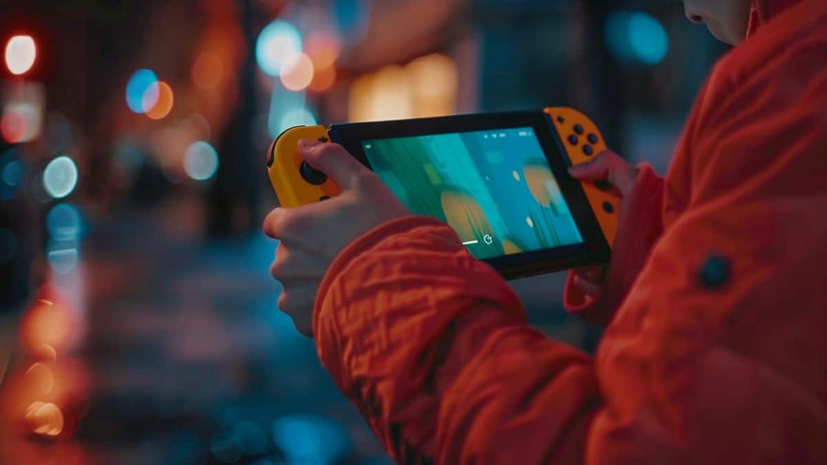 Einstaklingur að fletta í gegnum Nintendo Switch Online eiginleika.