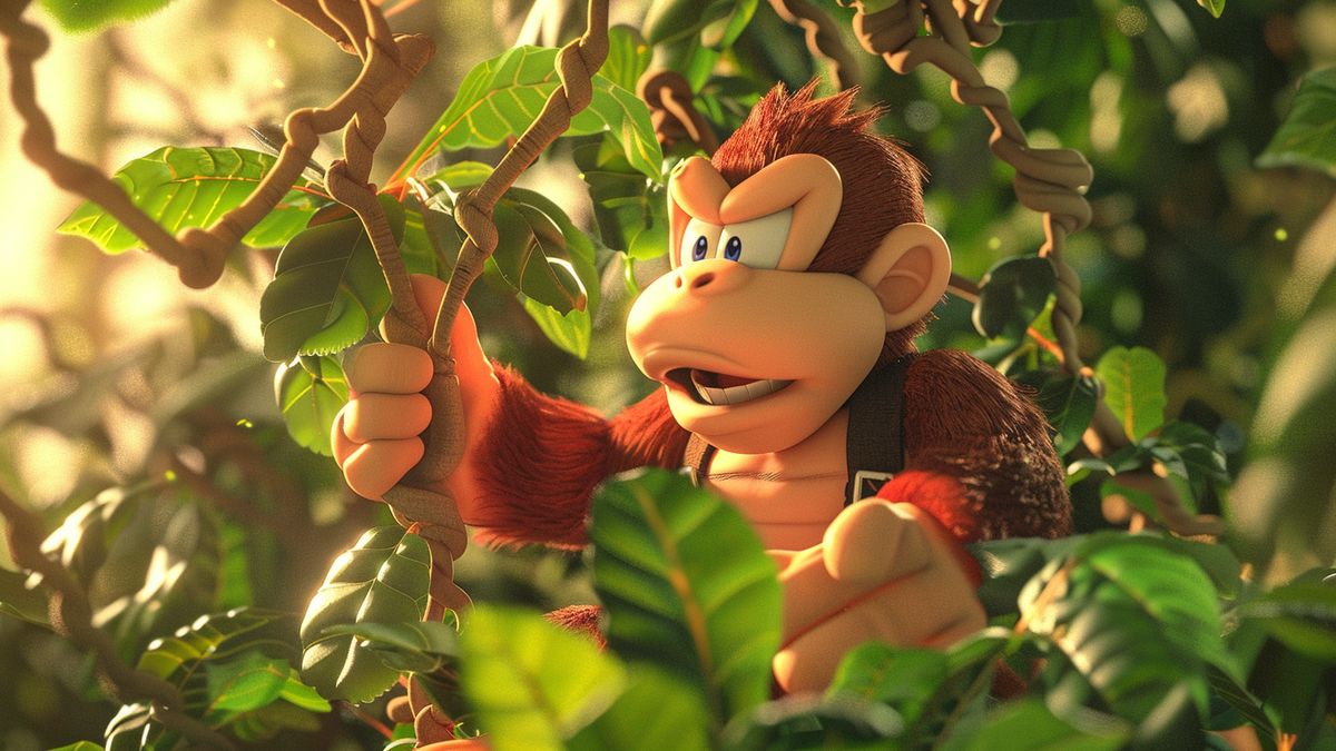 Donkey Kong Jr. Math character solving math problems with vines.