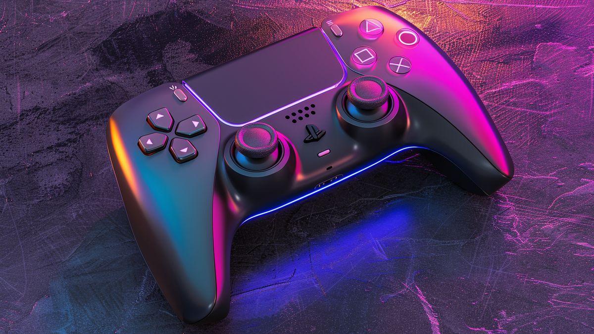 PSgame ボックスと有望なプレイヤーを備えた光沢のある PSconsole。