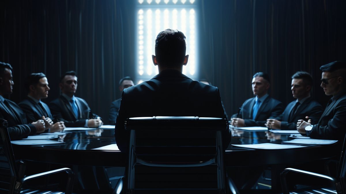 Officer negotiating at a round table, showcasing charisma and leadership.