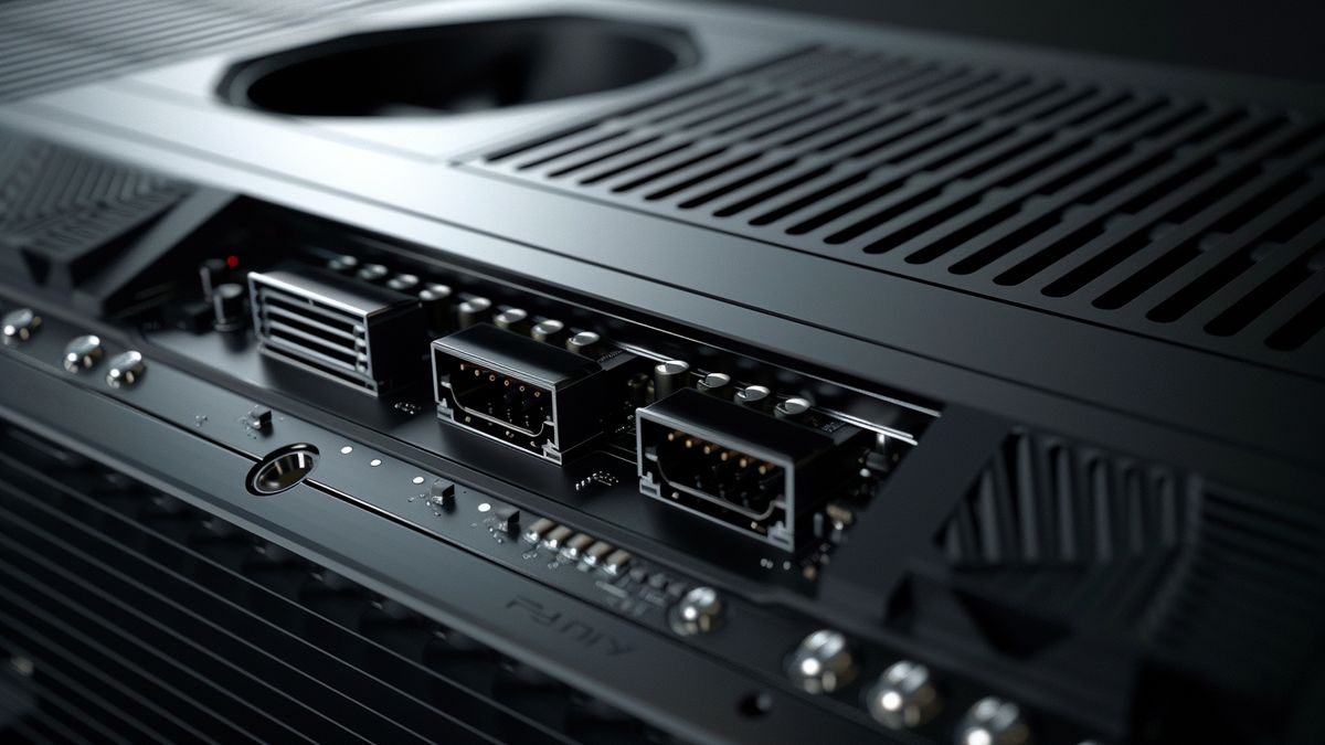 Closeup on the PSPro's advanced cooling system and ports.