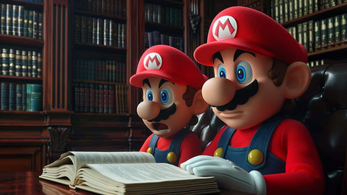 Documentos de leyes y regulaciones regionales que están siendo revisados ​​por ejecutivos de Nintendo.