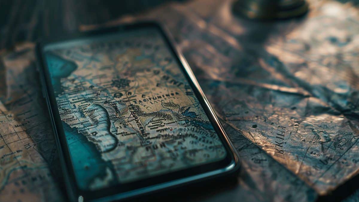 Closeup of a phone screen with Tandemaus on the map.