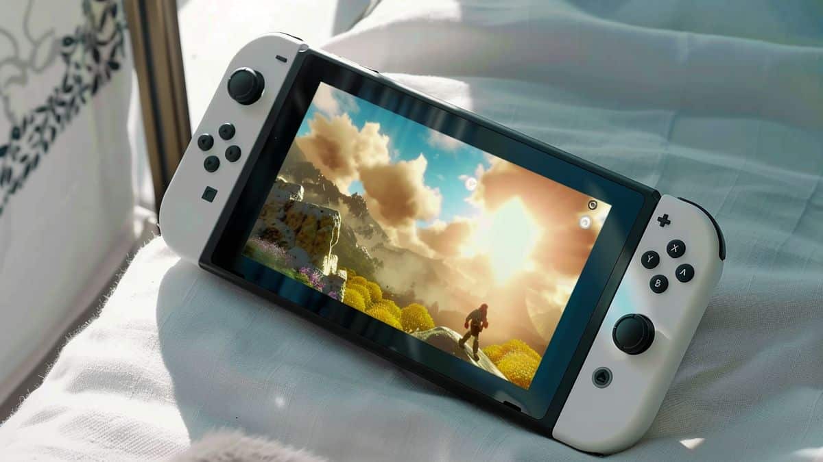 Nintendo Switch OLED with expanded B storage capacity.