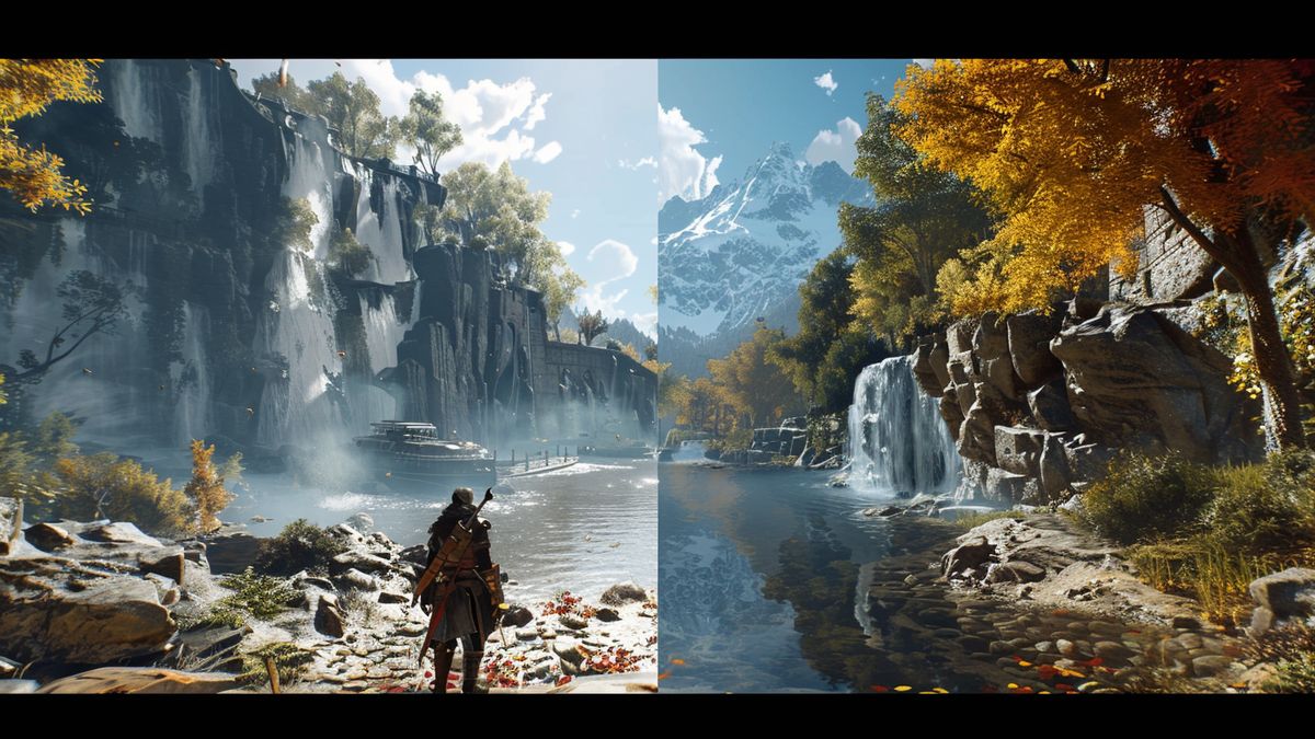 Sidebyside comparison of game graphics on PSand Xbox Series X screens.