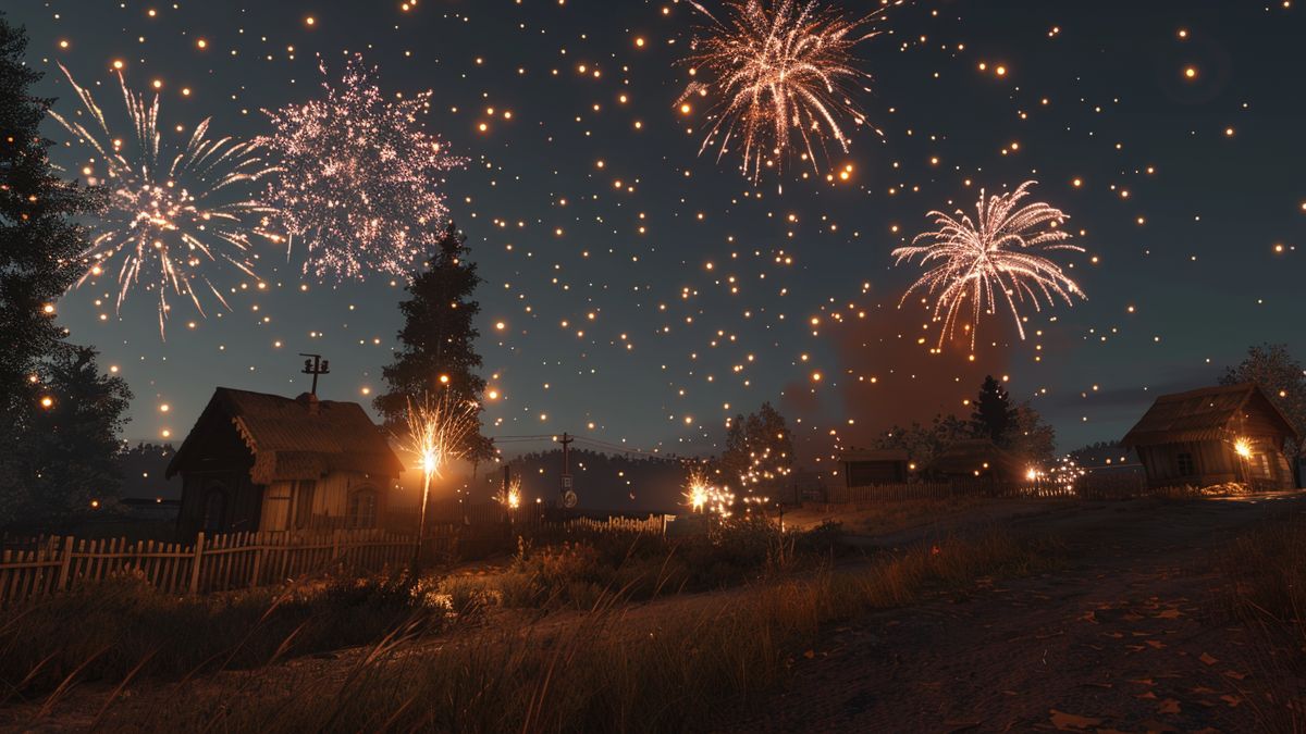 Jugador que gana XP con fuegos artificiales dentro del juego.