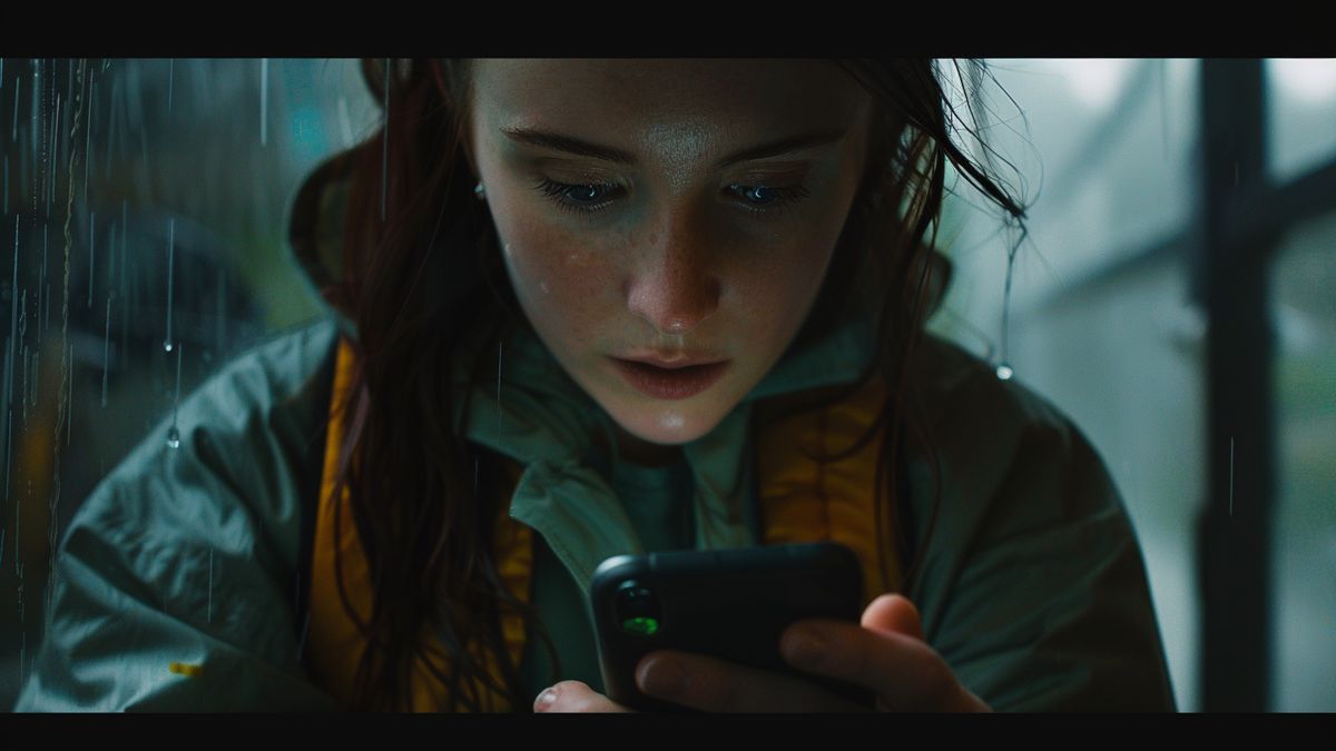 Closeup of Rachel Brosnahan’s phone screen during a Pokémon Go raid.